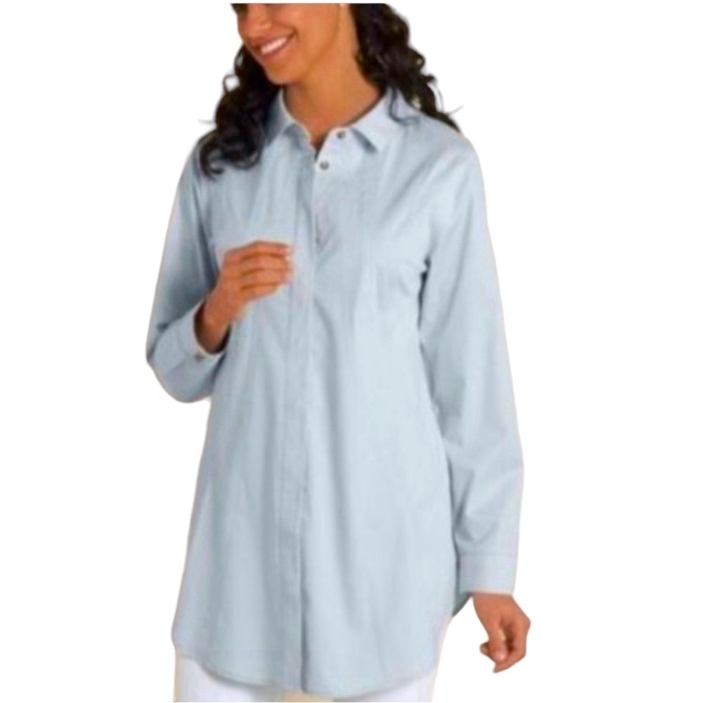 Soft Surroundings Cotton Blouse Pale Blue